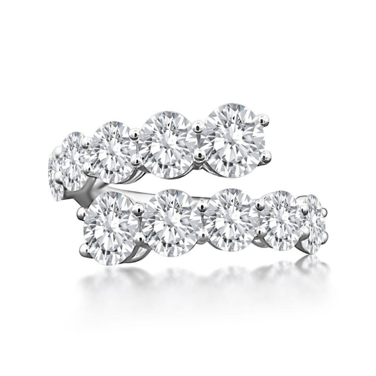 White Diamond Bypass Ring