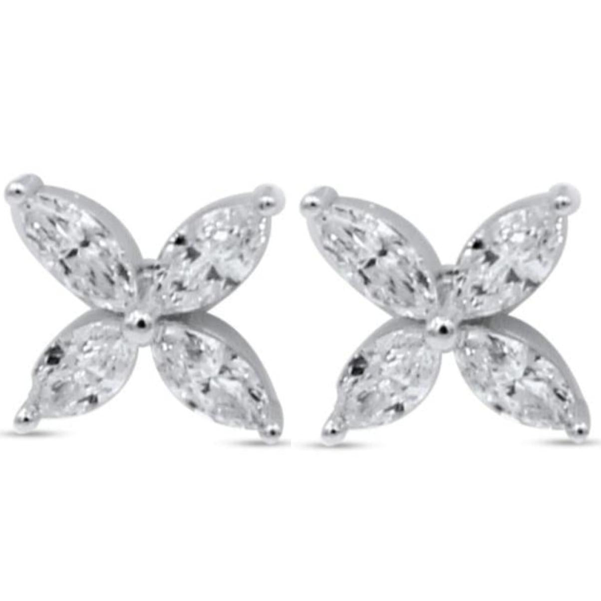 14K Flower Marquise Earrings