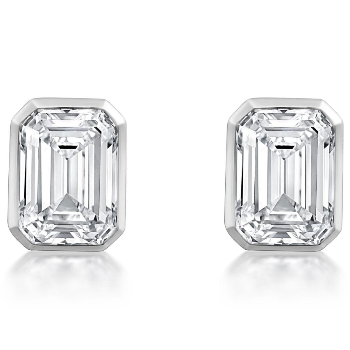 6ct Emerald Cut Bezel Stud