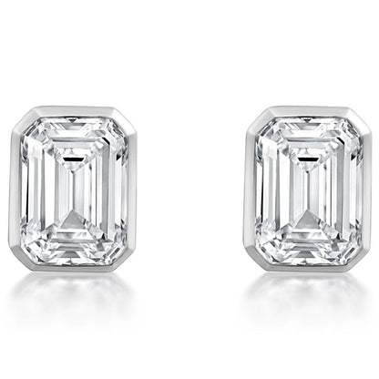 6ct Emerald Cut Bezel Stud