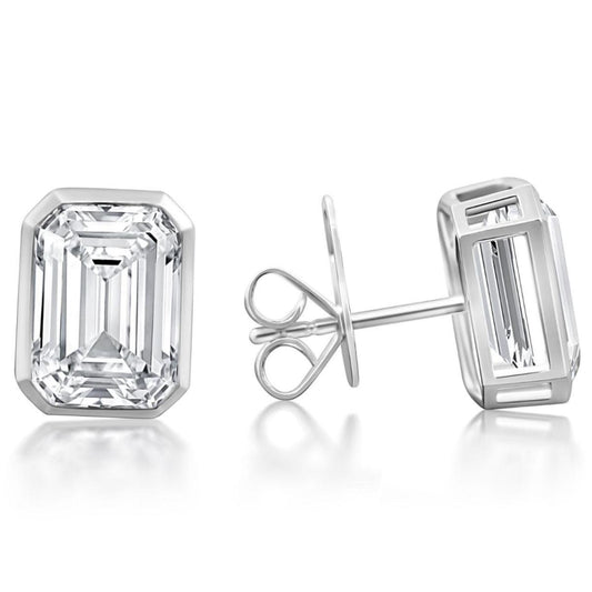 6ct Emerald Cut Bezel Stud