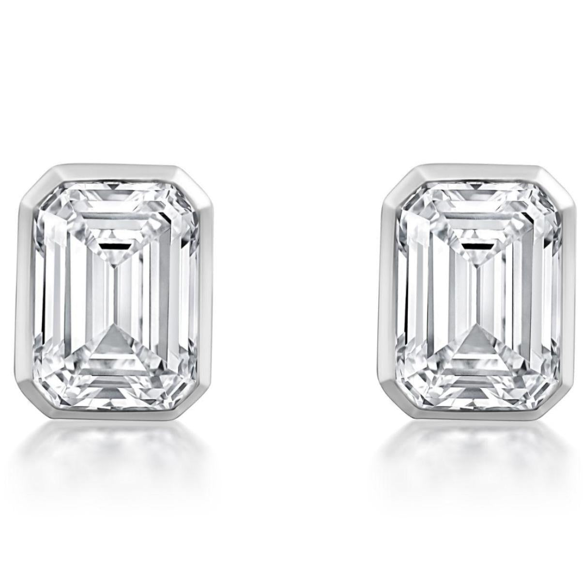 4ct Emerald Cut Bezel Stud
