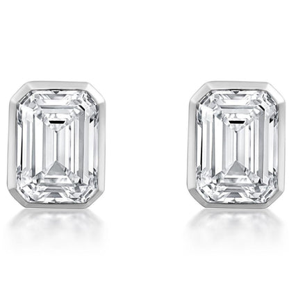 4ct Emerald Cut Bezel Stud