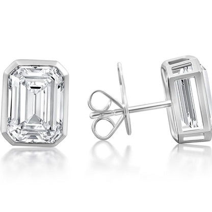 4ct Emerald Cut Bezel Stud