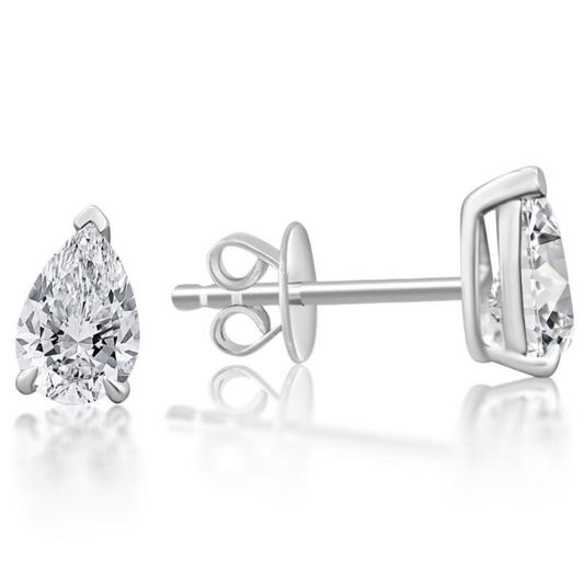 Diamond earrings on a white background