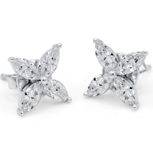 14K Flower Marquise Earrings